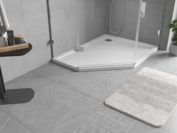 Mexen Flow Slim, jobb oldali ötszögletű zuhanytálca 90 x 80 cm, fényes fehér, 46P108090R