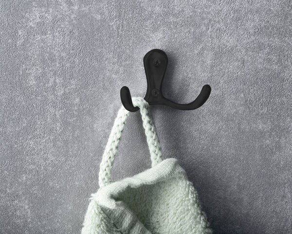 Aqualine Aqualine, dupla akasztó, matt fekete, 10086B