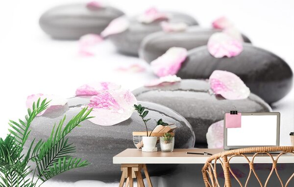 Fotótapéta wellness kövek szirmokkal