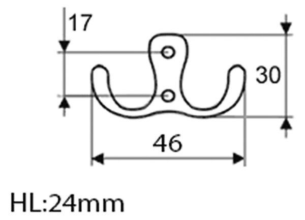 Aqualine Aqualine, dupla akasztó, matt fekete, 10086B