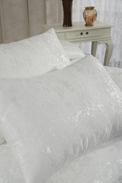 Slayka jacquard kétszemélyes ágytakaró szett, krém