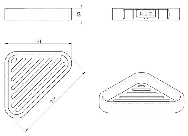 Gedy Gedy, SMART sarokpolc, 170x30x170mm, matt fekete, 328314