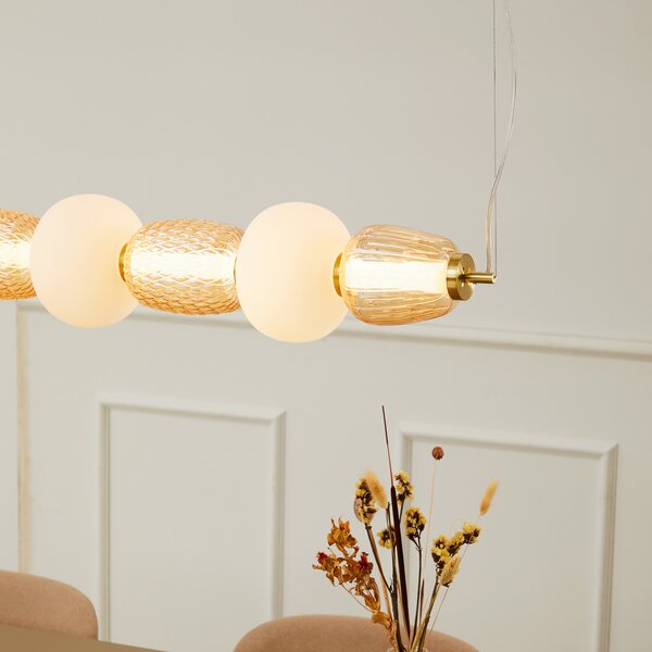 Függőlámpa LOOM DESIGN, Pearl 7, dimmable, Arany / Sárgaréz, Nappali, Üveg, Modern