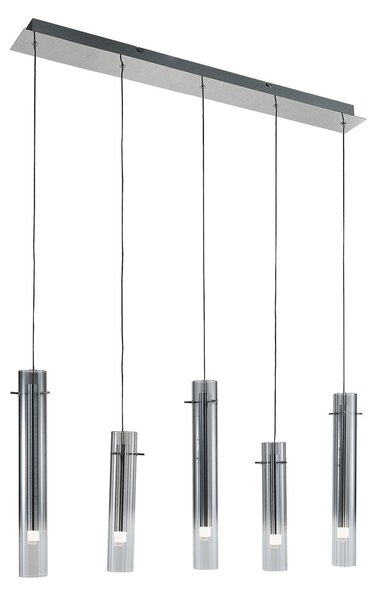 Függőlámpa Lucande, Korvitha, dimmable, Szürke, Konyha, Üveg, Modern
