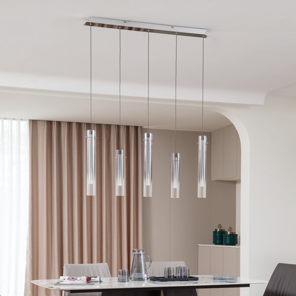 Függőlámpa Lucande, Korvitha, dimmable, Szürke, Konyha, Üveg, Modern