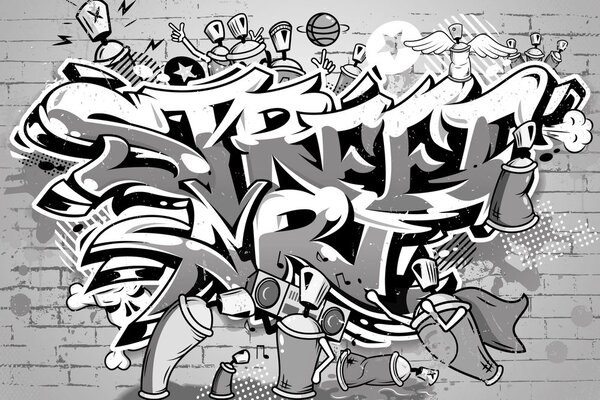 Tapéta szürke Street Art felirat