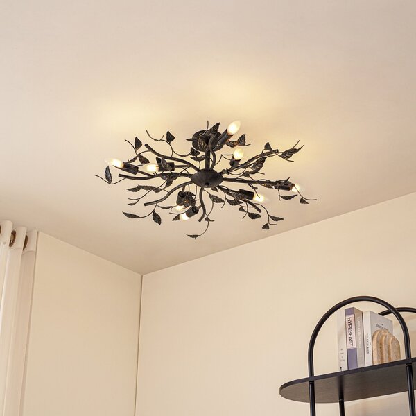 Mennyezeti Lámpa Lindby, Yos, dimmable, Fekete, Hálószoba, Fém, Firenzei