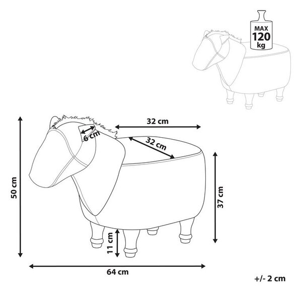Állatos puff HORSE Műbőr Világosbarna Ló