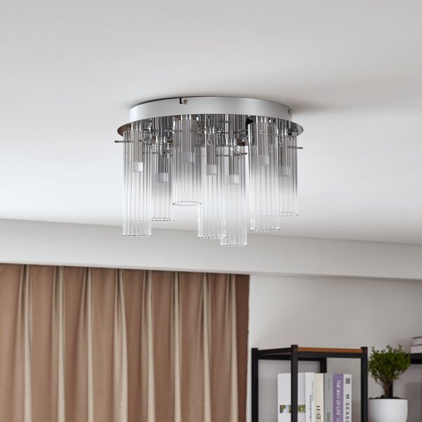 Mennyezeti Lámpa Lucande, Korvitha, dimmable, Szürke, Nappali, Üveg, Modern