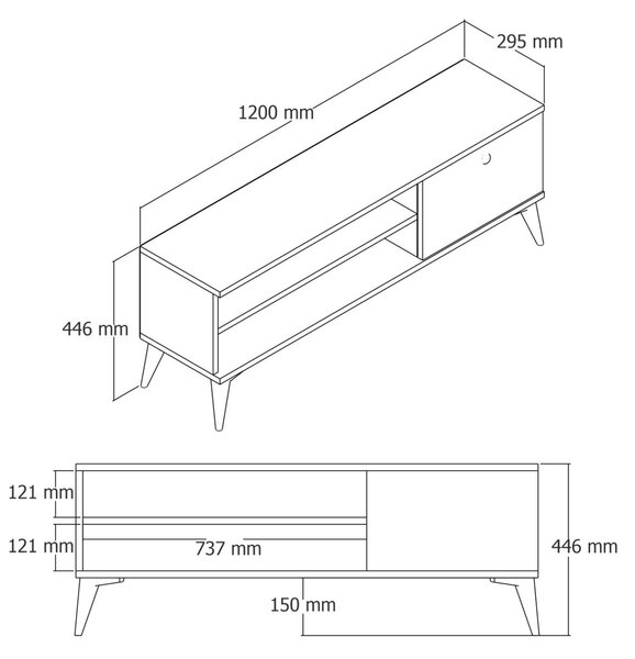 RETRO TV-állvány 120 cm