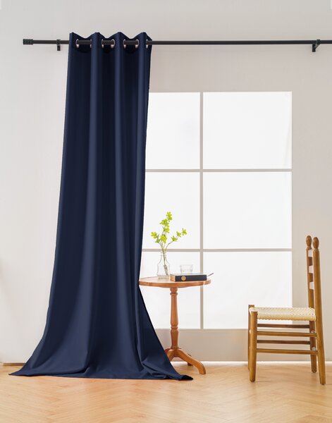 Függöny OXFORD LIGHT 140x250 cm, sötétkék Felfüggesztés: Hullámos sínszalag