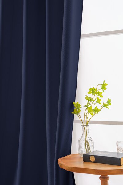 Függöny OXFORD LIGHT 140x250 cm, sötétkék Felfüggesztés: Hullámos sínszalag