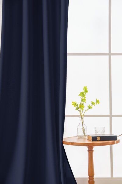 Függöny OXFORD LIGHT 140x250 cm, sötétkék Felfüggesztés: Hullámos sínszalag