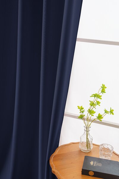 Függöny OXFORD LIGHT 140x250 cm, sötétkék Felfüggesztés: Hullámos sínszalag