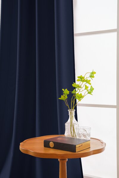 Függöny OXFORD LIGHT 140x250 cm, sötétkék Felfüggesztés: Hullámos sínszalag