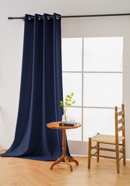 Függöny OXFORD LIGHT 140x250 cm, sötétkék Felfüggesztés: Hullámos sínszalag
