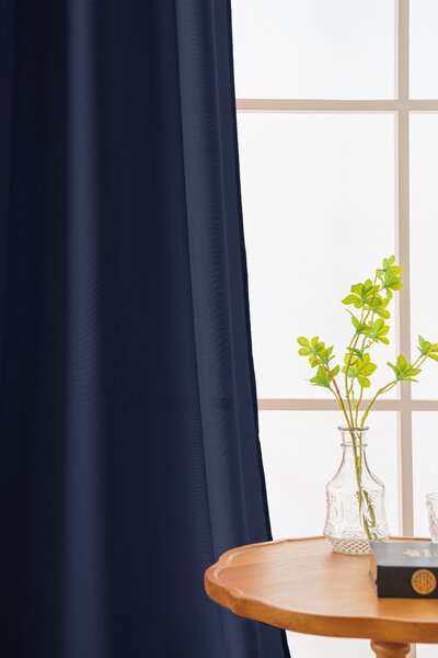 Függöny OXFORD LIGHT 140x250 cm, sötétkék Felfüggesztés: Hullámos sínszalag