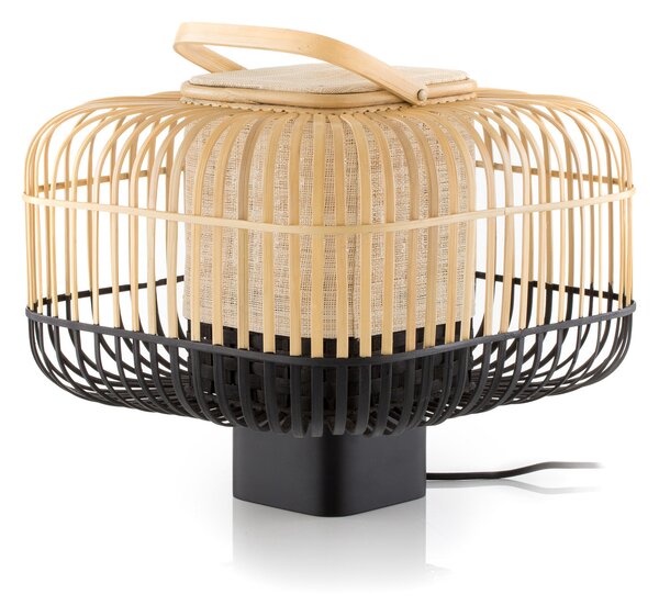 Asztali lámpa Forestier, Bamboo Square S, Fekete, Nappali, Bambusz, Dizájn