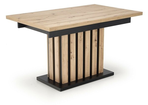 Asztal Houston 1398, Artisan tölgy, Fekete, 76x80x130cm, Hosszabbíthatóság, Laminált forgácslap