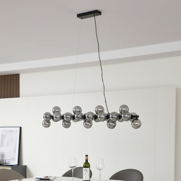 Függőlámpa Lucande, Naelen, dimmable, Szürke, Konyha, Fém, Modern