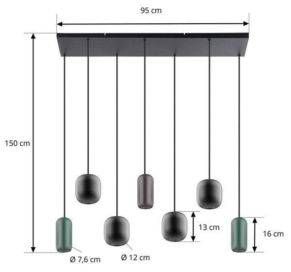 Függőlámpa Lucande, Narion, dimmable, Többszínű, Étkező, Fém, Modern