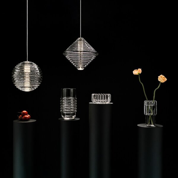 Függőlámpa Tom Dixon, Press Cone, dimmable, Átlátszó, Nappali, Üveg, Dizájn