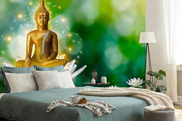 Tapéta arany Buddha lótusz virágon