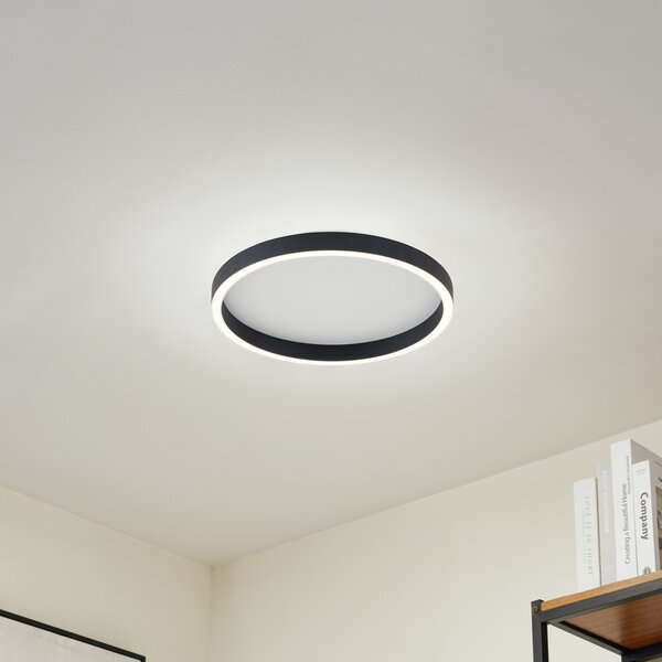 Mennyezeti Lámpa Lucande, Rotundo, dimmable, Fekete, Étkező, Műanyag, Modern