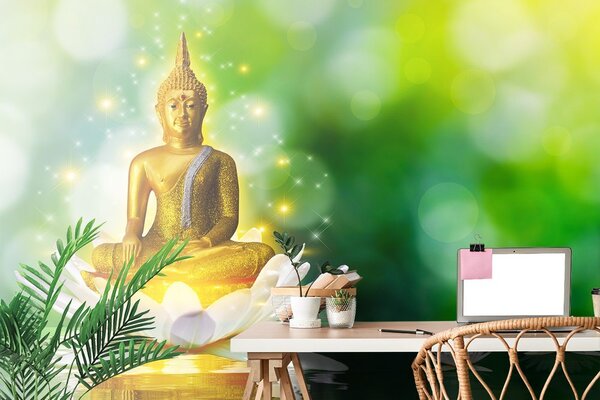 Tapéta arany Buddha lótusz virágon