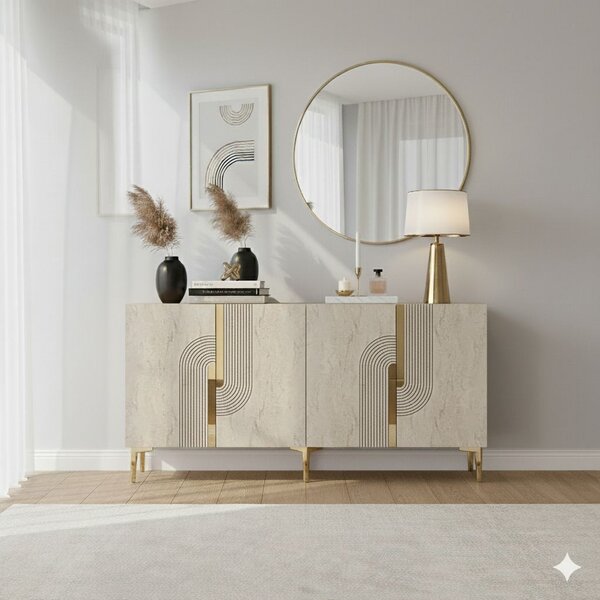 Meyra 150 - White, Travertine, Gold