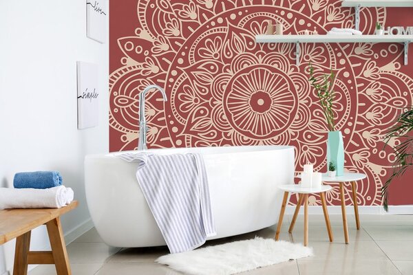 Tapéta Mandala bordó háttéren