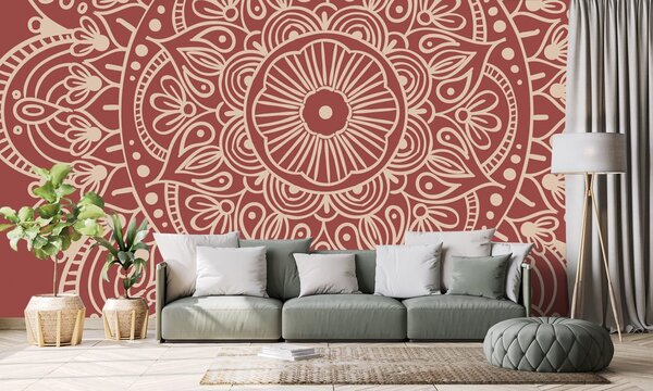 Tapéta Mandala bordó háttéren