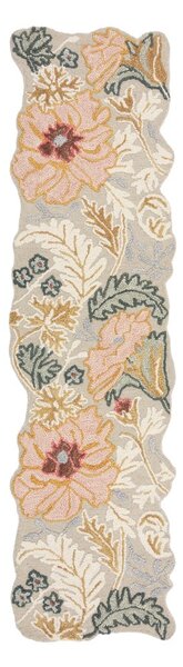 Világos rózsaszín kézi szövésű gyapjú futószőnyeg 60x230 cm Daphne Shaped Floral – Flair Rugs