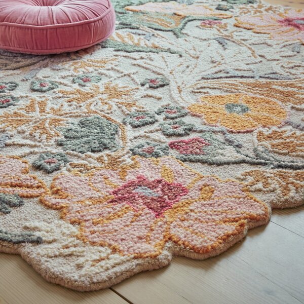 Világos rózsaszín kézi szövésű gyapjú szőnyeg 120x170 cm Daphne Shaped Floral – Flair Rugs