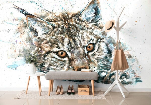 Tapéta hiúz akvarell kivitelben
