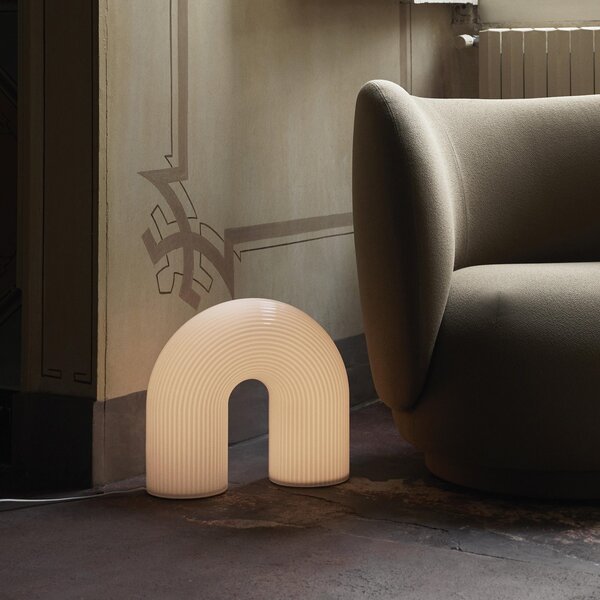 Asztali lámpa ferm LIVING, Vuelta, dimmable, Fehér, Nappali, Üveg, Dizájn