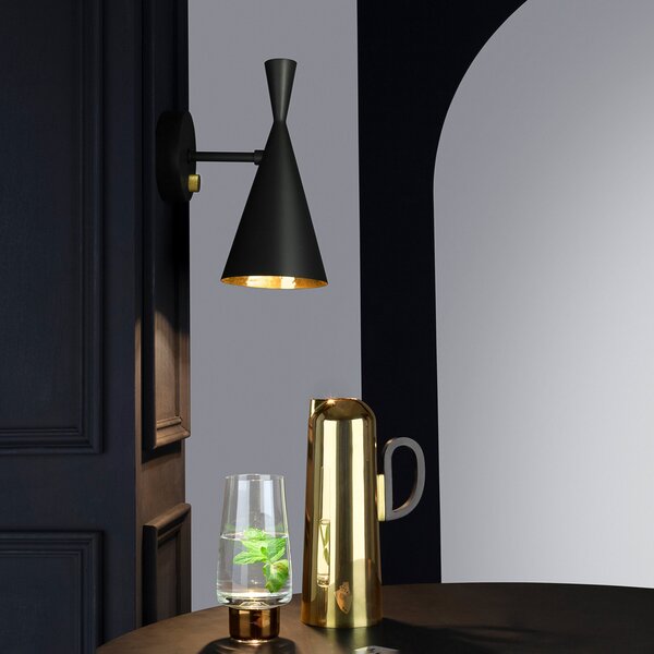 Fali Lámpa Tom Dixon, Beat Wall, dimmable, Fekete, Nappali, Fém, Dizájn
