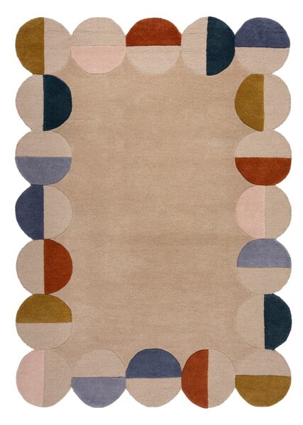 Bézs kézi szövésű gyapjú szőnyeg 160x230 cm Mia Scallop Frame – Flair Rugs