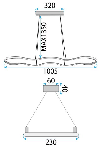 LED MENNYEZETI LÁMPA LHJ027-CP 100 cm Arany
