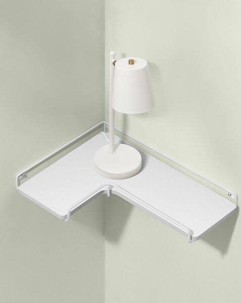 2 darabos sarok fali polc, fehér 40x29x4cm