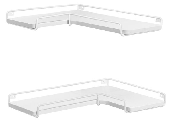 2 darabos sarok fali polc, fehér 40x29x4cm