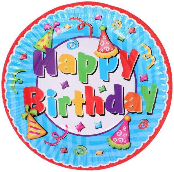 TÁNYÉR 18CM PAPÍR 6DB "HAPPY BIRTHDAY"