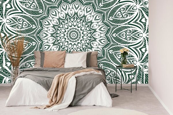 Tapéta varázslatos Mandala zöld alapon