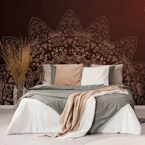Tapéta modern mandala elemek a barna árnyalataiban