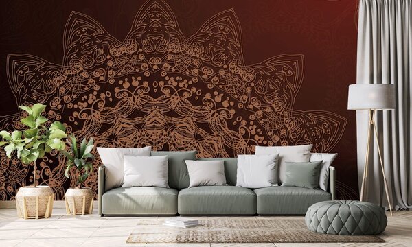 Tapéta modern mandala elemek a barna árnyalataiban