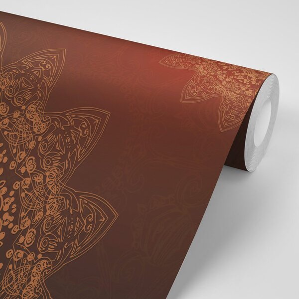 Tapéta modern mandala elemek a barna árnyalataiban