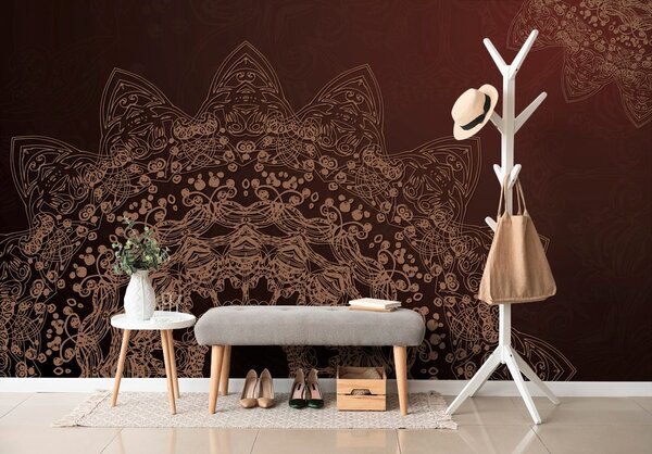 Tapéta modern mandala elemek a barna árnyalataiban