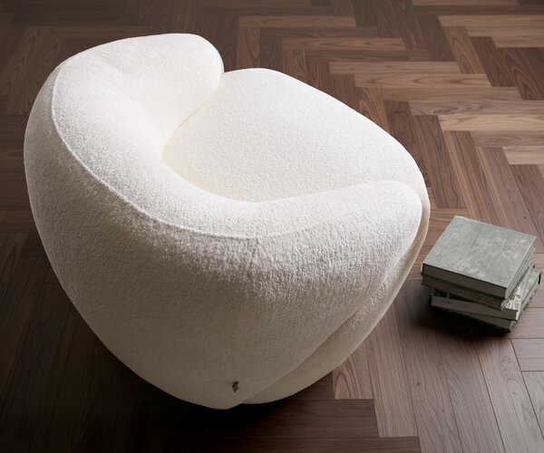 DELIFE Lounge fotel Nova 88x88 cm bouclé puha bézs