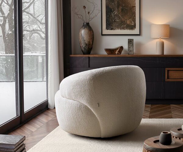 DELIFE Lounge fotel Nova 88x88 cm bouclé puha bézs