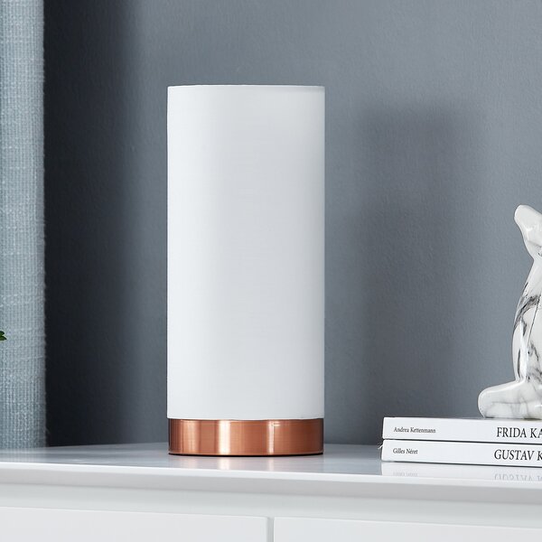 Asztali lámpa Lindby, Ronja, dimmable, Fehér, Hálószoba, Szövet / Textília, Modern